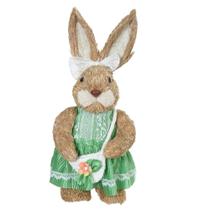 Coelho de Páscoa de Palha Fêmea de Verde 33x14x14cm