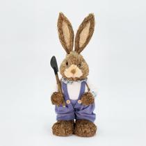 Coelho De Páscoa Decoração Palha Coelhinho Trabalhador 46cm Coelho De Páscoa Decoração Palha Coelhinho Trabalhador 46cm