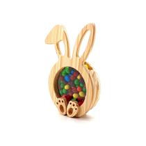 Coelho de Páscoa em Pinus Cru Porta Ovinhos, Balas e Enfeite para Mesa Infantil