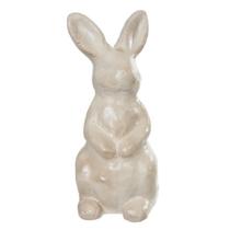 Coelho De Páscoa Escultura Bege Cimento Queimado 21Cm