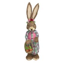 Coelho de Páscoa Fêmea de Palha Enfeite Decoração 77cm - Tok da Casa