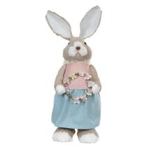 Coelho de Páscoa Fêmea em Pé Rosa Azul 62x23x24cm