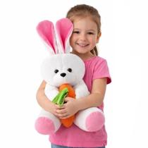 Coelho de Pelúcia 48cm Grande Presente Páscoa Decoração Infantil Fofo Boneco