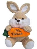 Coelho de Pelúcia Bege 35cm Com Cenoura Bordada - Fizzy Coelho de Pelúcia Bege 35cm Com Cenoura Bordada - Fizzy