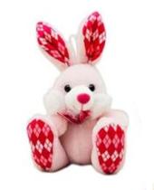 Coelho De Pelúcia Com Lacinho 20cm FEC6956 Azul/Laranja/Rosa/Vermelho - Fizzy