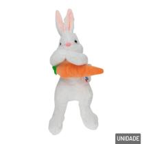 Coelho de Pelúcia Páscoa 25cm com Cenoura - Tudo em Caixa