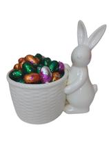 Coelho de Porcelana com Cesto para Páscoa