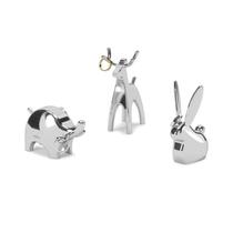 Coelho & elefante & rena - kit c/ 3 peças porta anéis prata Coelho & elefante & rena - kit c/ 3 peças porta anéis prata