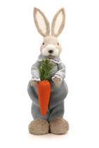 Coelho em pé c/cenoura e roupa azul riviera 45cm