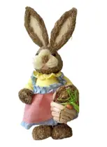 Coelho Fêmea 33cm De Palha Pascoa Decoração Enfeite A Coelhinho Enfeite Tecido Ovo Pelucia Cesta