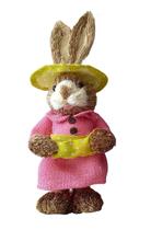Coelho Fêmea 33cm De Palha Pascoa Decoração Enfeite B Coelhinho Enfeite Tecido Ovo Pelucia Cesta