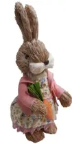Coelho Fêmea 33cm De Palha Pascoa Decoração Enfeite Ovos Coelhinho Enfeite Tecido Ovo Pelucia Cesta