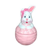 Coelho Pote - Feliz Pascoa - Porta Bombons Rosa Menina Laço - Decore Casa
