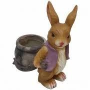 COELHO RESINA POTE C/RODAS ATRAS FLORES 30X18X34cm