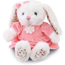 Coelhos de Páscoa Pelúcia Floral BCO/ROSA 15CM