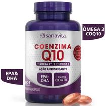 Coenzima Q10 100mg + Ômega 3 TG EPA DHA + Vitamina E - SANAVITA - 60 Cáps - Antioxidante - COQ 10