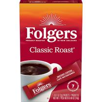 Coffee Folgers Classic Roast Instant, 7 pacotes de dose única Coffee Folgers Classic Roast Instant, 7 pacotes de dose única
