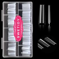 Coffin Nail Tips SWETIDY Clear Long Acrílico 500 unidades com caixa