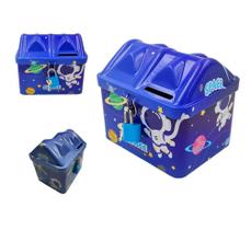 Cofre C/ Cadeado Astronauta Metal Infantil Espaço Sideral