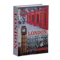 Cofre Camuflado Formato de Livro C/Chave Londres ExtraGrande