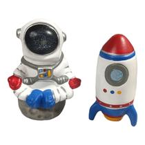 Cofre Cofrinho Astronauta Foguete Decorativo Kit 2 Peças - Hp Decor