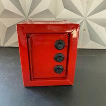 Cofre de metal com senha vermelho quadrado para dinheiro moeda moedas caixinha cofrinho