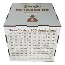 Cofre Desafio 10 Mil para Metas de Poupança em MDF Branco Minimalista OEM Cofre Desafio 10 Mil para Metas de Poupança em MDF Branco Minimalista OEM