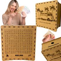 Cofre Desafio 5 Mil Mdf Caixa De Dinheiro Cofrinho Moedas Dinheiro De Madeira