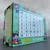 Cofre Desafio Infantil - Meta 500 Reais Ensine seu Filho a Poupar - Com tabela para marcar depósitos