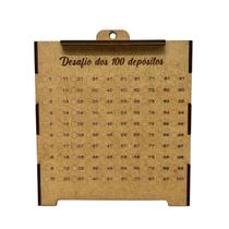 Cofre Desafio R5.050 em 100 Depósitos -Caixa P/ Guardar Dinheiro Com Espaço Para Cadeado Em MDF Cru