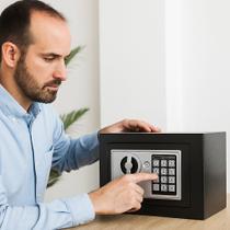Cofre Digital Eletrônico Aço Senha e Chave Segurança Para Dinheiro Documentos Joias Uso Residencial