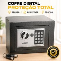 Cofre Digital Eletrônico com Teclado e Chave - Preta Cofre Digital Eletrônico com Teclado e Chave - Preta