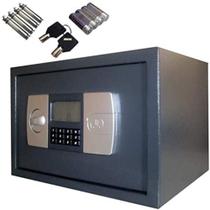 Cofre digital eletronico em aço display lcd com bandeja chave reserva e suporte de parede - MAKEDA