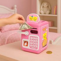 Cofre Digital Infantil Com Puxador Automático Rosa Educativo