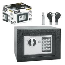 Cofre Digital Seguro Eletronico Senha Chave Reforcado Protecao Preta Compacto