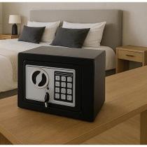Cofre Eletrônico Antifurto Dinheiro Joia Ouro Digital Teclado Senha 2 Chaves Relógio Documento