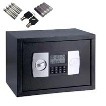 Cofre eletronico digital grande senha chave porta documentos armas display lcd bandeja chumbadores com suporte de parede