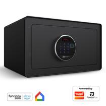 Cofre Eletrônico Digital Portátil Chave Senha Compatível Alexa Google Home App Panda Plus Tuya 25x35x25 Preto