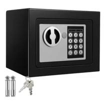 Cofre eletrônico digital teclado com chave e senha preto 17x23x17cm cx1