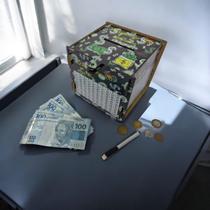 Cofre Guardar Woodbox Desafio 30 MIL junte Dinheiro DINBLACK Cofre Guardar Woodbox Desafio 30 MIL junte Dinheiro DINBLACK