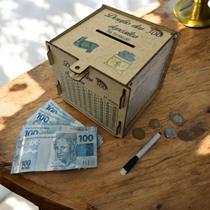 Cofre Guardar Woodbox Desafio 30 Mil Junte Dinheiro Natural