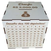 Cofre MDF Desafio 1Mil / 5Mil / 10Mil / 20Mil - Caixa De Madeira - Escolha Sua Meta E Realize Seus Sonhos