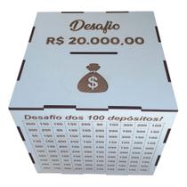 Cofre MDF Desafio 1Mil / 5Mil / 10Mil / 20Mil - Caixa De Madeira - Escolha Sua Meta