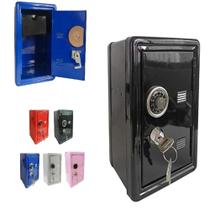 Cofre Metal Chave Senha Cofrinho Infantil Adulto Portatil Porta Joias Dinheiro Documentos Mini Segredo