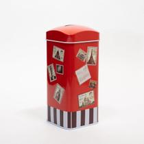 Cofre Metal Lata Porta Moeda Decorativo Cartões Postais 16cm