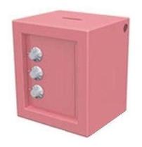 Cofre Mini Metal Porta Moedas Com 3 Segredo Rosa