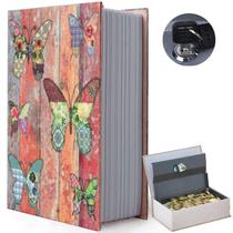 Cofre para livros FOWSEEK Butterfly Vintage com fechadura combinada