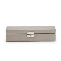 Cofre WOLF Heritage Pewter Saffiano com fechadura e chave Cofre WOLF Heritage Pewter Saffiano com fechadura e chave