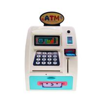 Cofrinho ATM para crianças em plástico branco 16x9x25cm