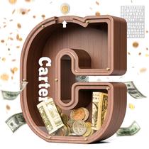 Cofrinho de madeira Money Bank Summidate com letra C 23x4 cm